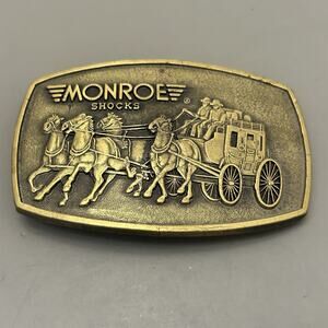 Vintage Monroe Shocks Stagecoach Horses Belt Buckle TASCO IND. DALLAS TEXAS